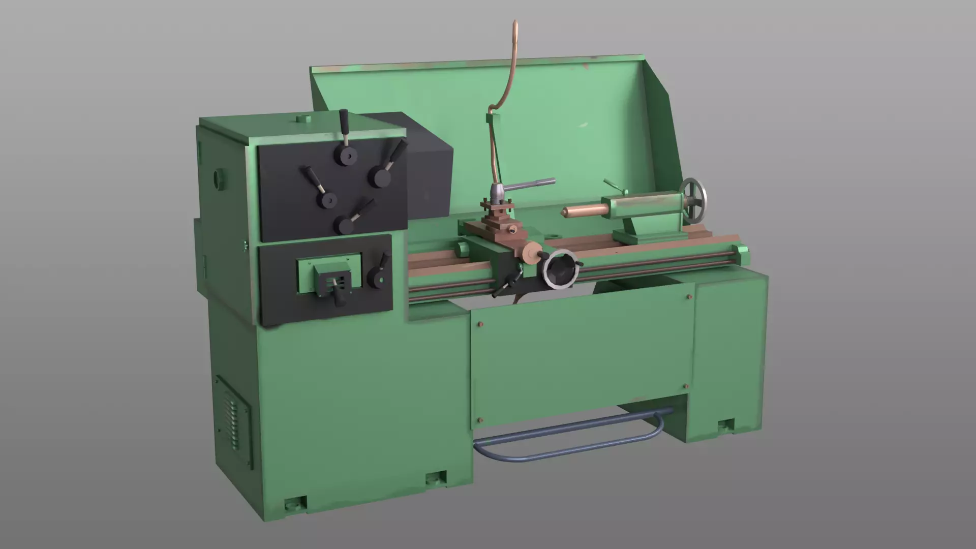 Lathe Machine Low-poly 3D model_0