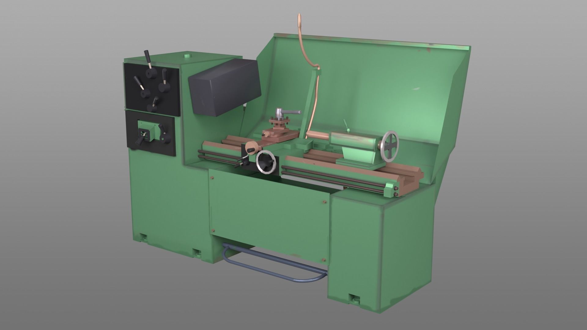 Lathe Machine Low-poly 3D model_2