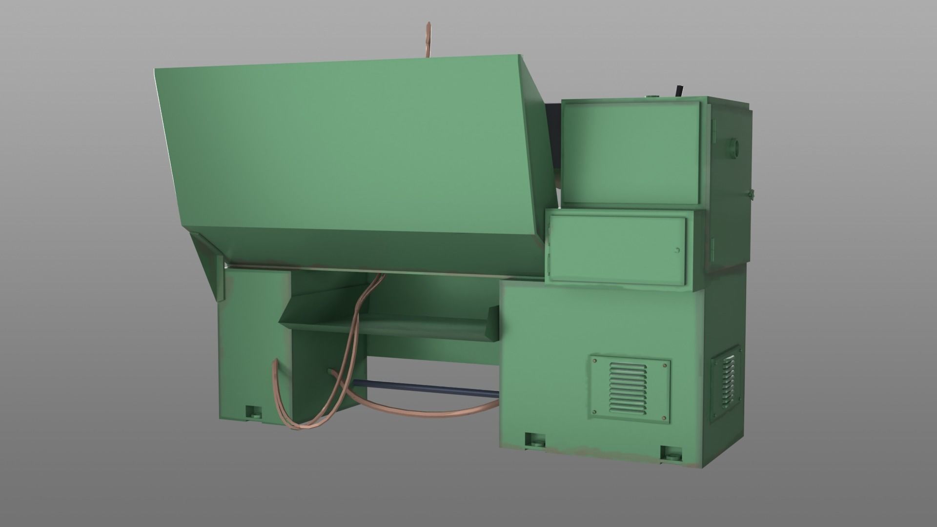 Lathe Machine Low-poly 3D model_3