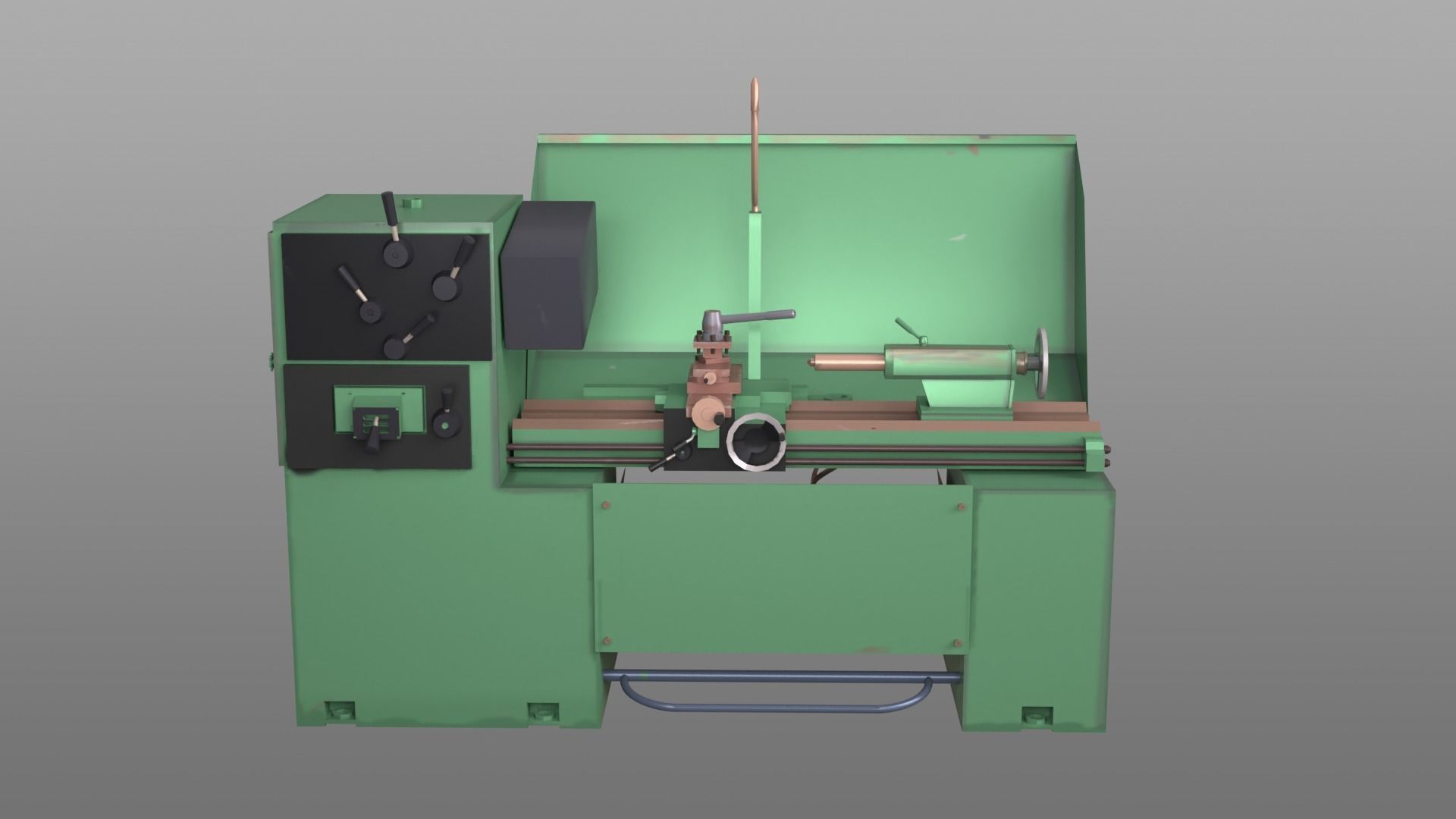 Lathe Machine Low-poly 3D model_1