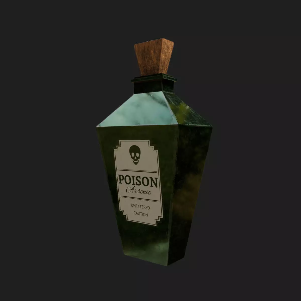 Green Poison Bottle - Low Poly 3D model Low-poly 3D model_0