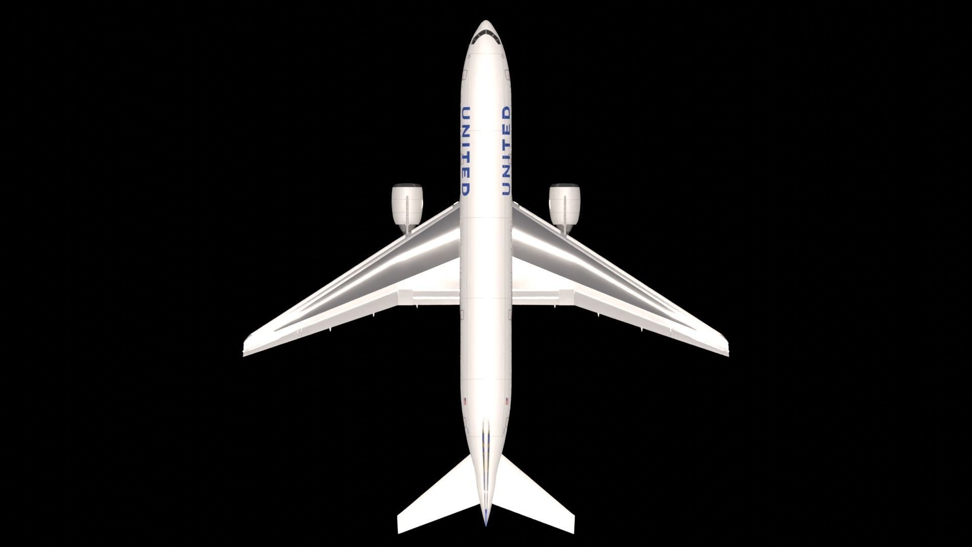 ANIMATED Boeing 777-200ER - United Airlines Livery 3D model_11