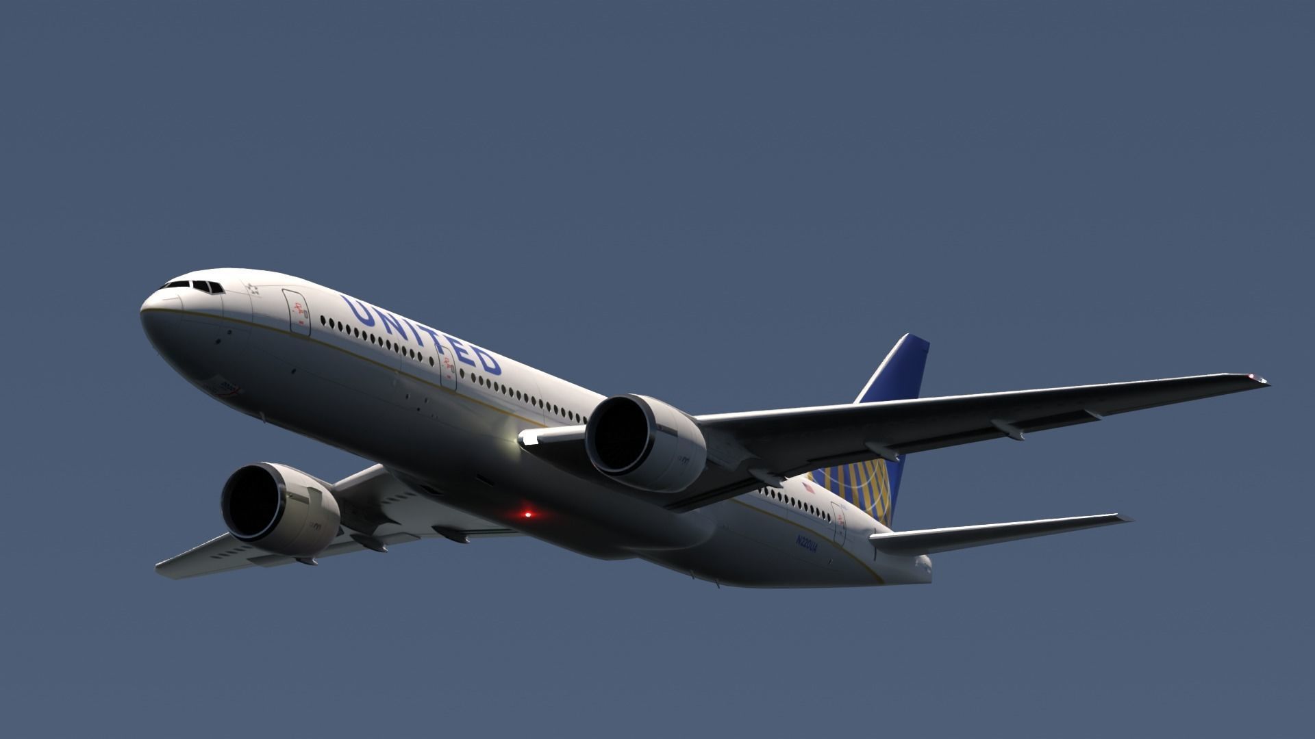 ANIMATED Boeing 777-200ER - United Airlines Livery 3D model_2