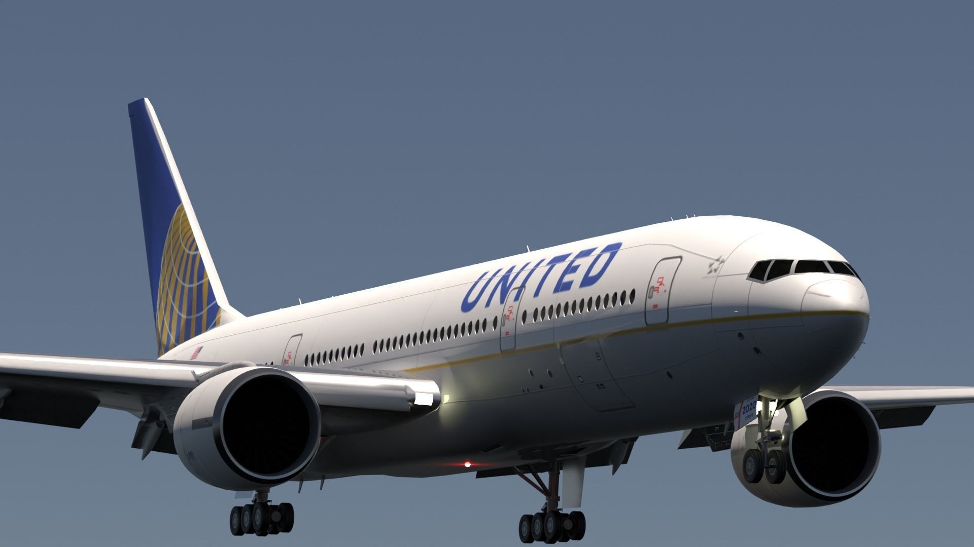 ANIMATED Boeing 777-200ER - United Airlines Livery 3D model_3