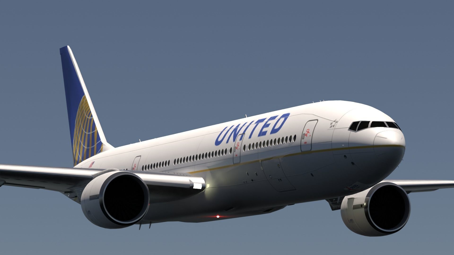 ANIMATED Boeing 777-200ER - United Airlines Livery 3D model_4