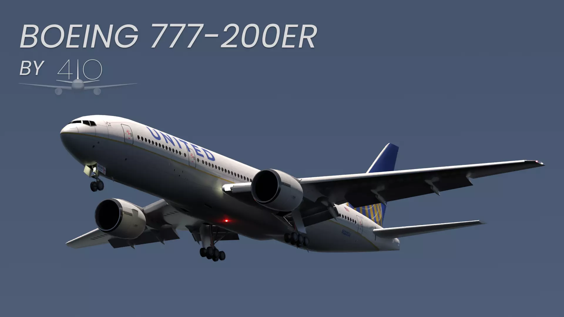 ANIMATED Boeing 777-200ER - United Airlines Livery 3D model_0