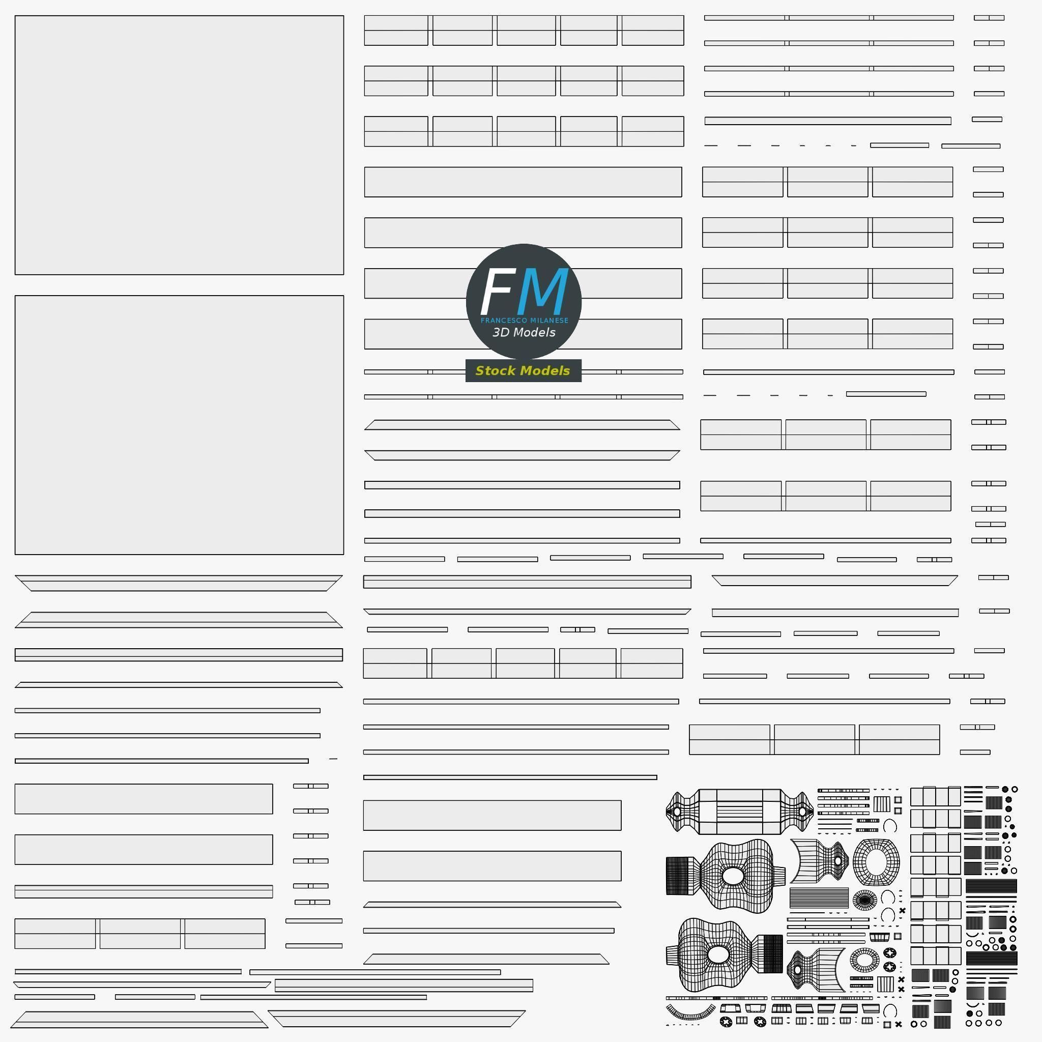 Wall mounted wooden showcase 3 3D model_11
