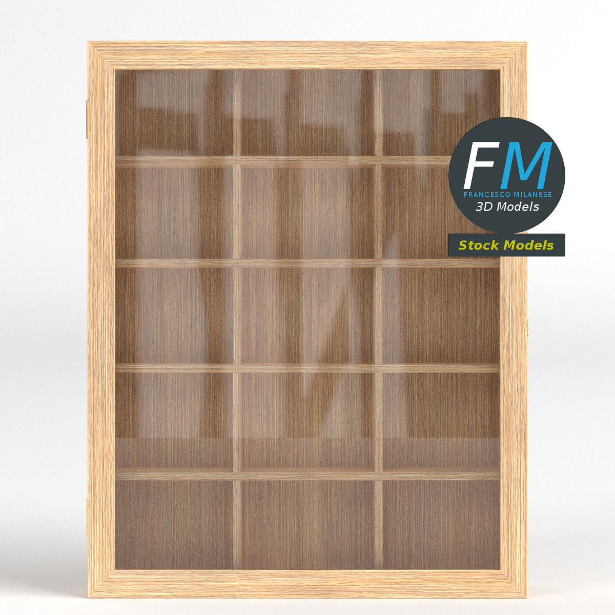Wall mounted wooden showcase 3 3D model_3