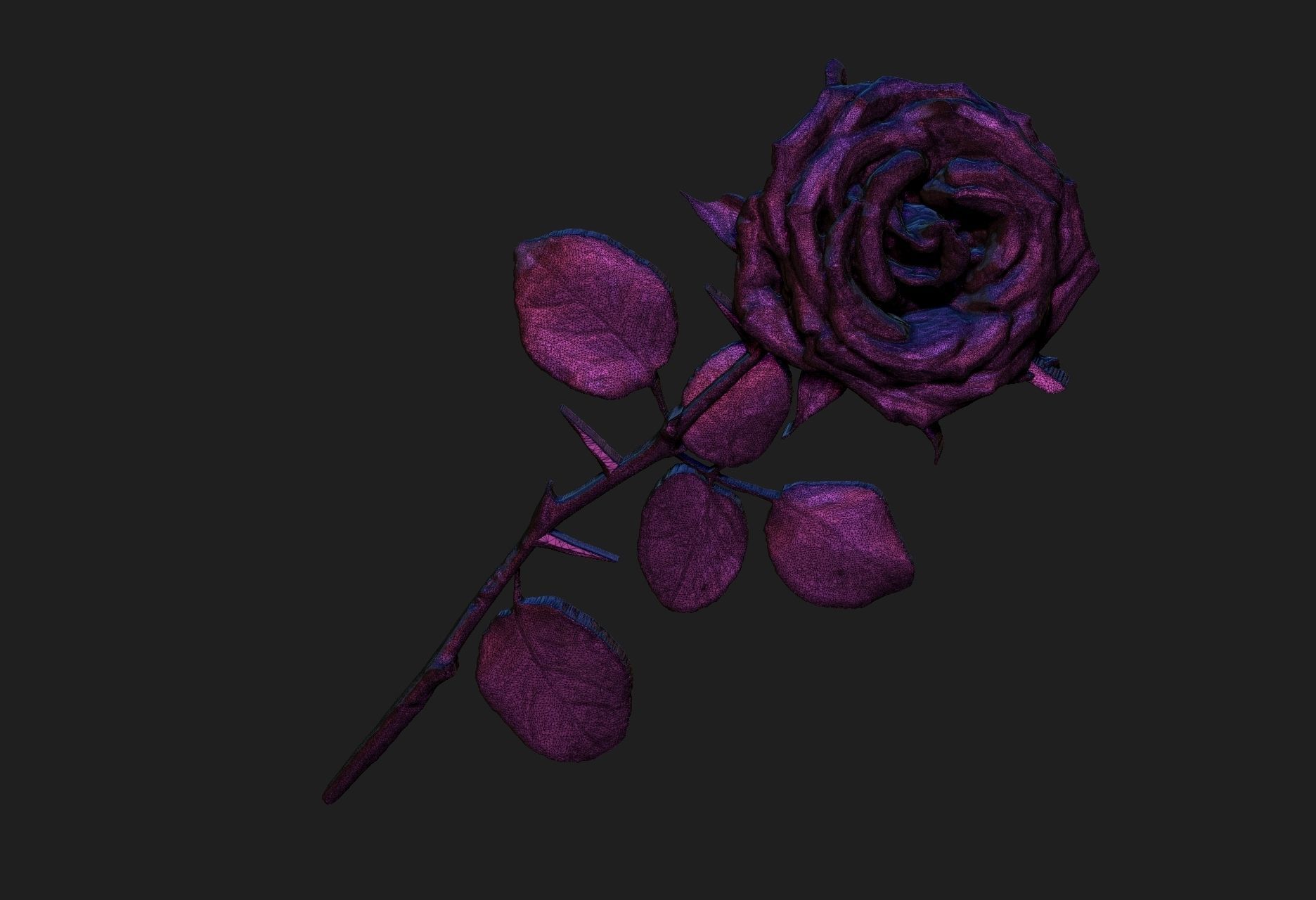 rose brooch 3D print model_4