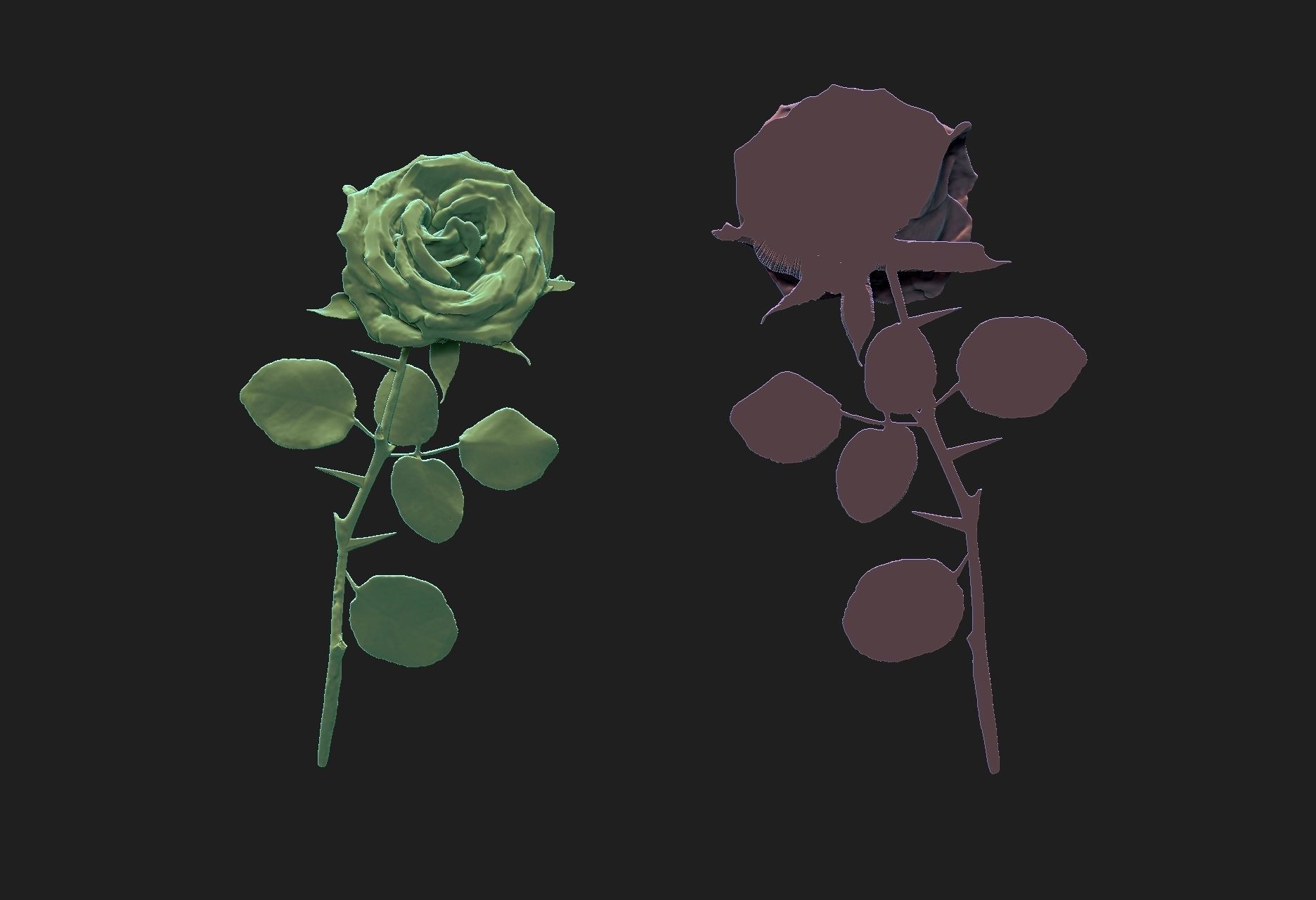 rose brooch 3D print model_1