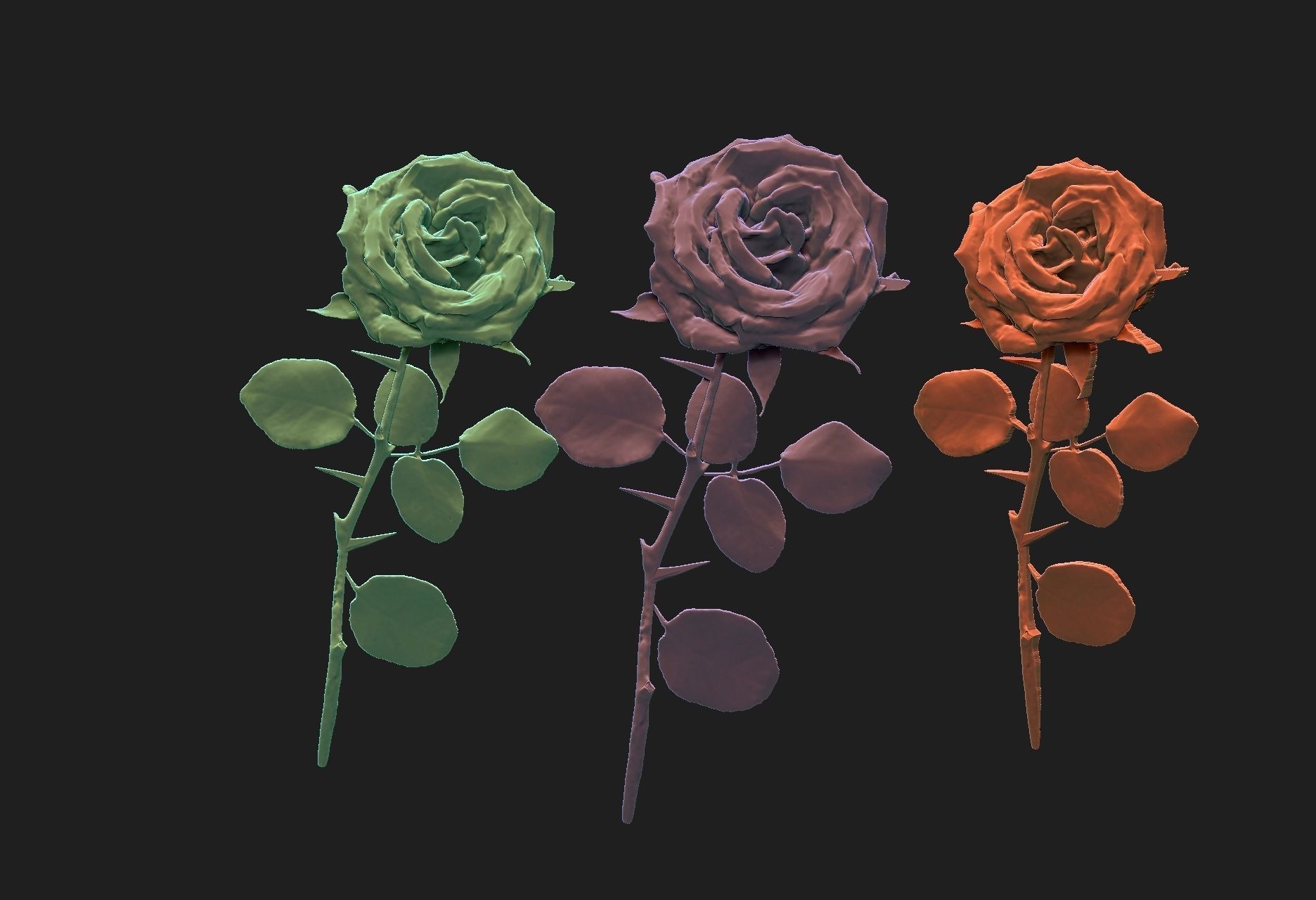 rose brooch 3D print model_2