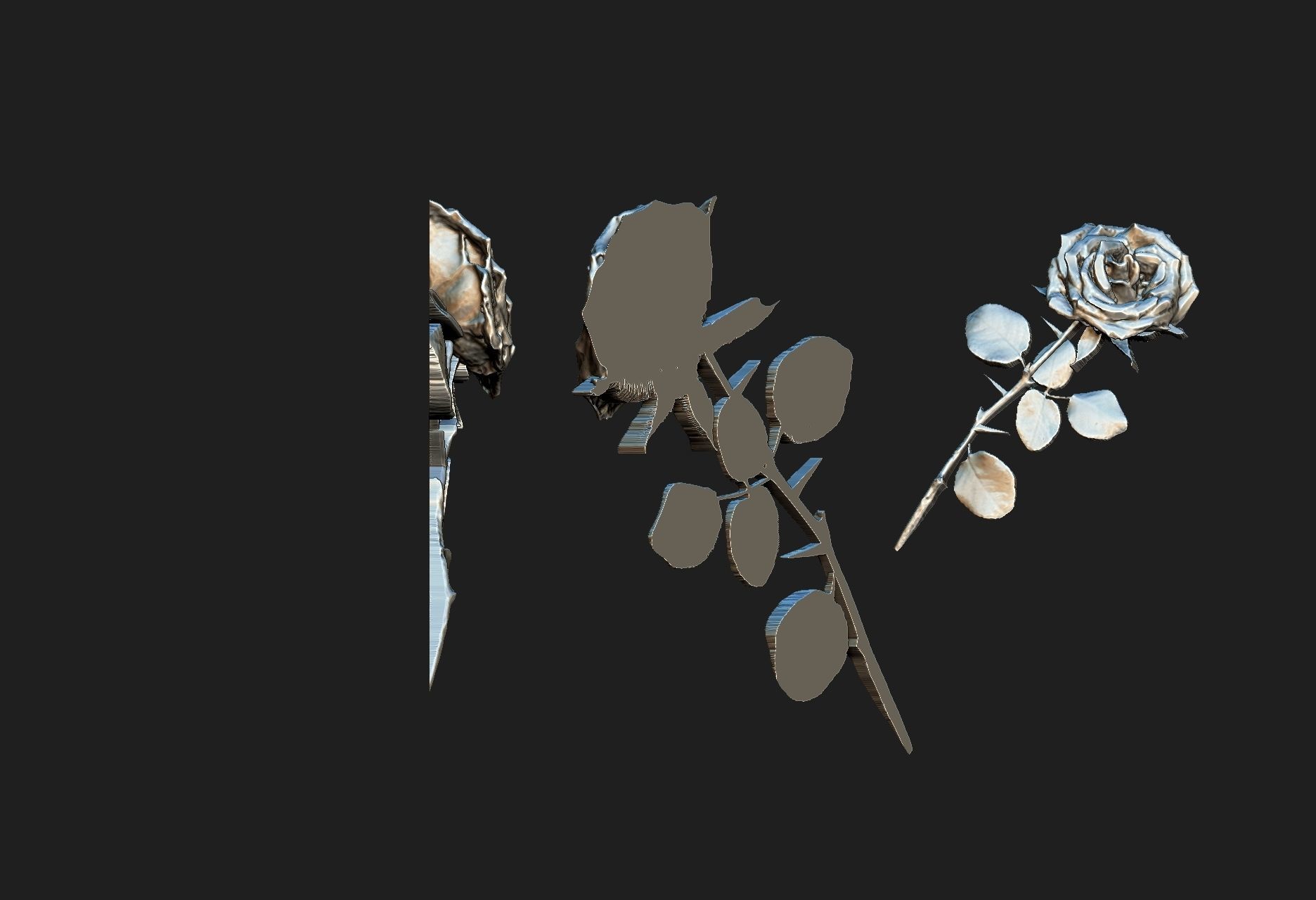 rose brooch 3D print model_3