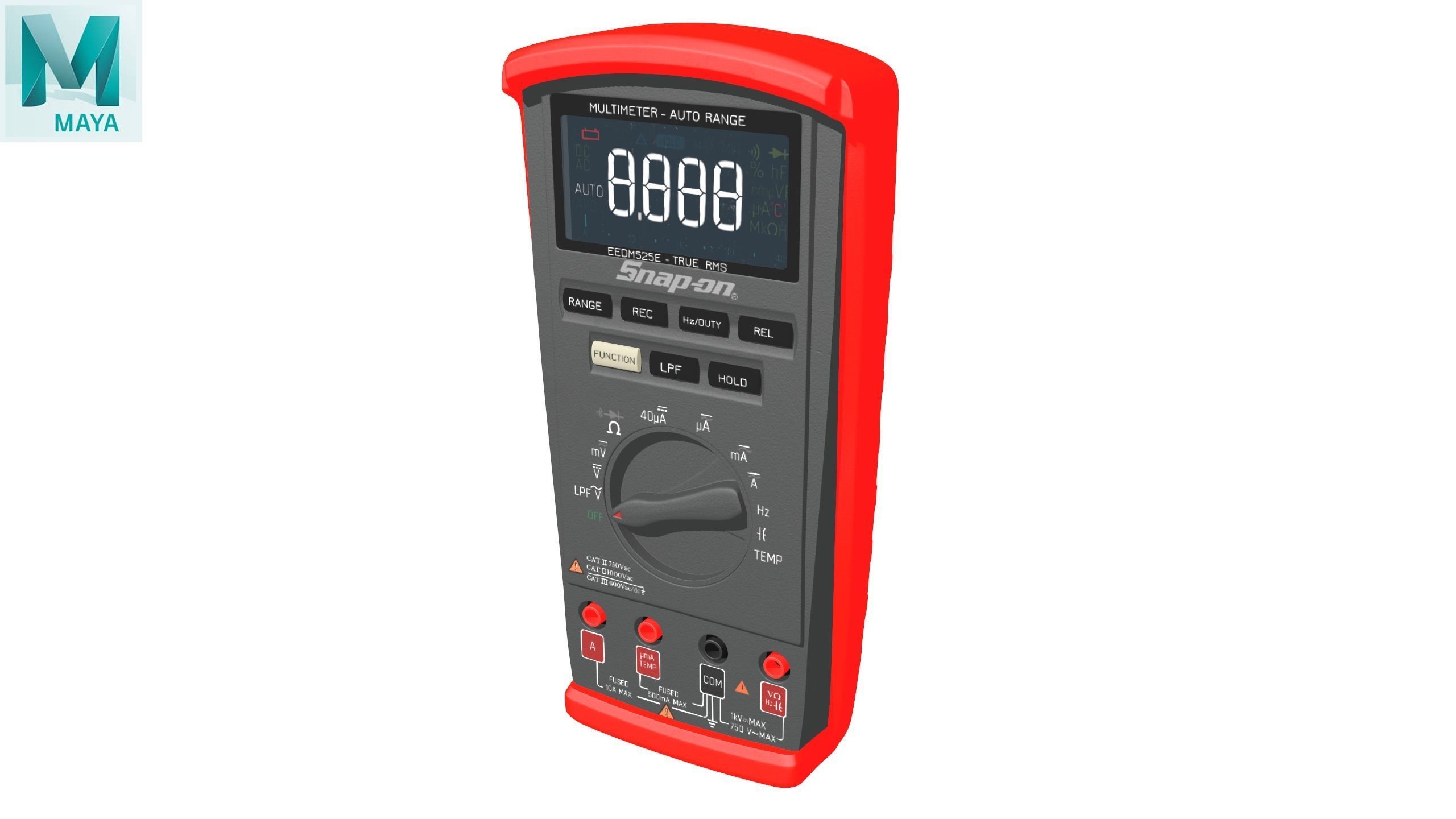 SO Auto Range Digital Multimeter Low-poly 3D model_26
