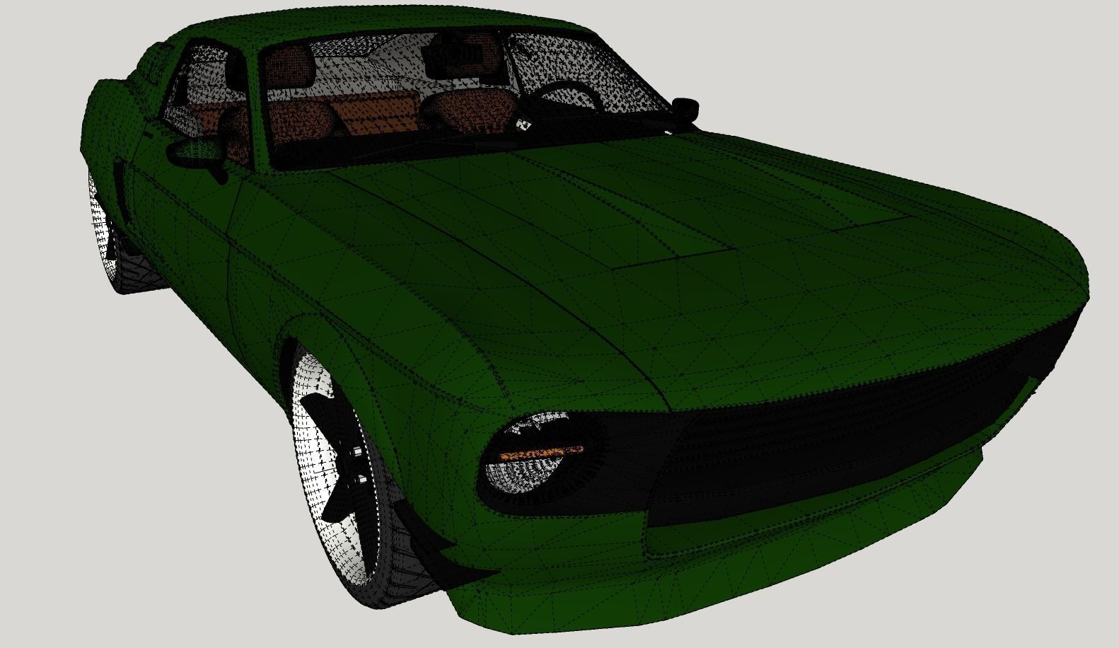 Mustang 1968 Custom Low Poly 3D model_9