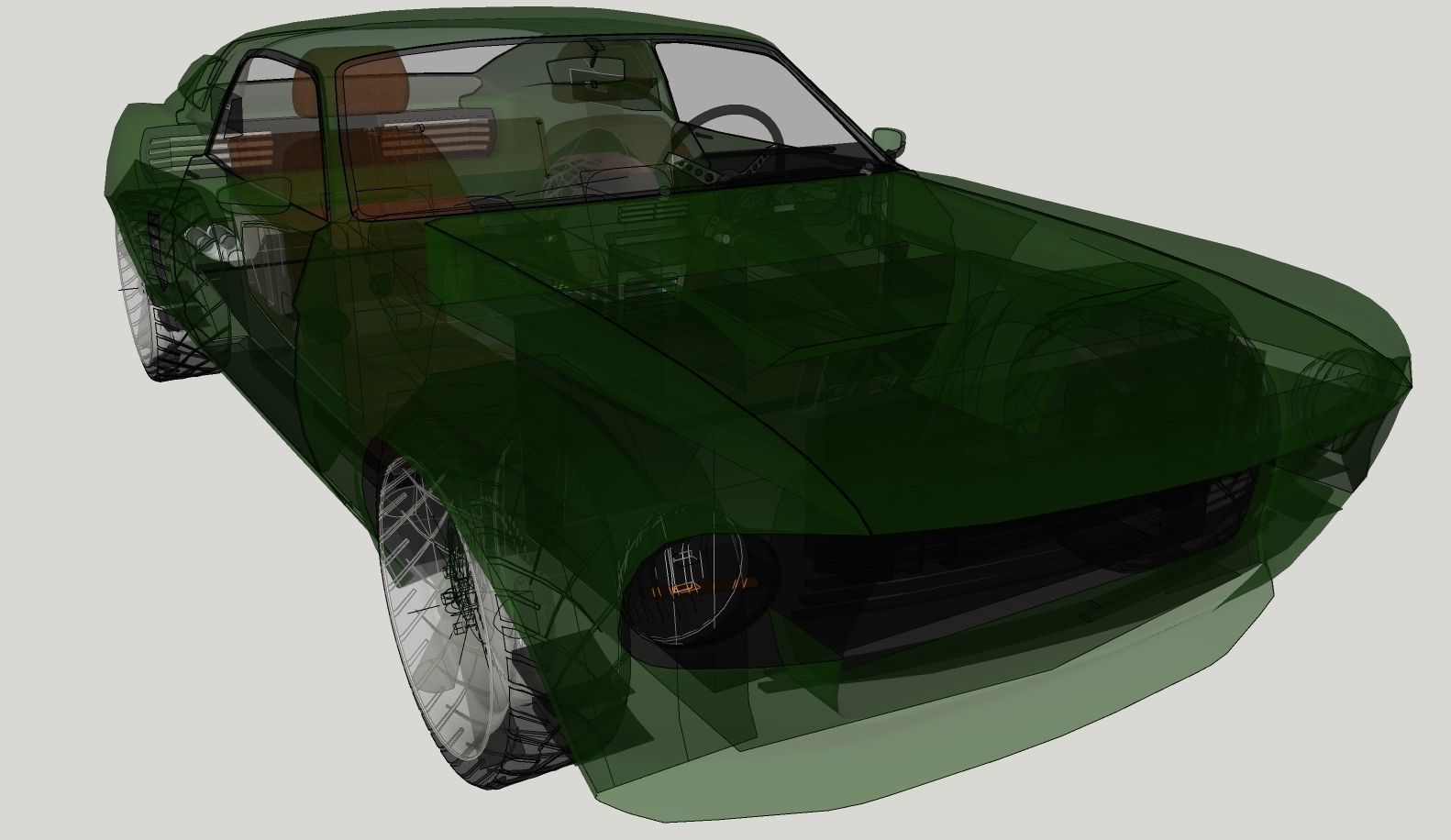 Mustang 1968 Custom Low Poly 3D model_12