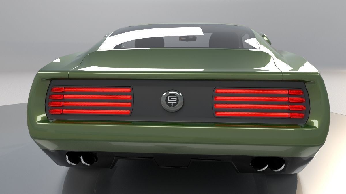 Mustang 1968 Custom Low Poly 3D model_4
