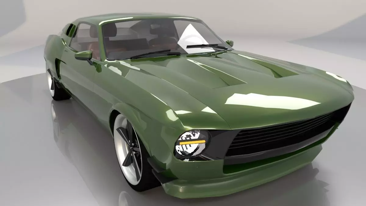 Mustang 1968 Custom Low Poly 3D model_0