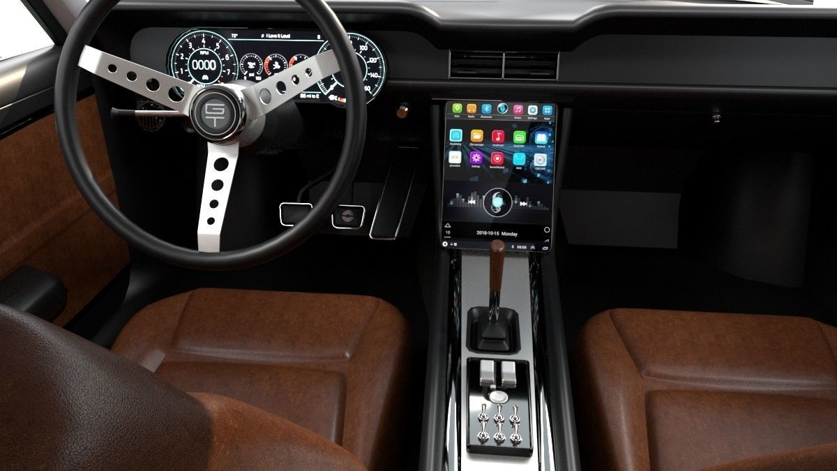 Mustang 1968 Custom Low Poly 3D model_6