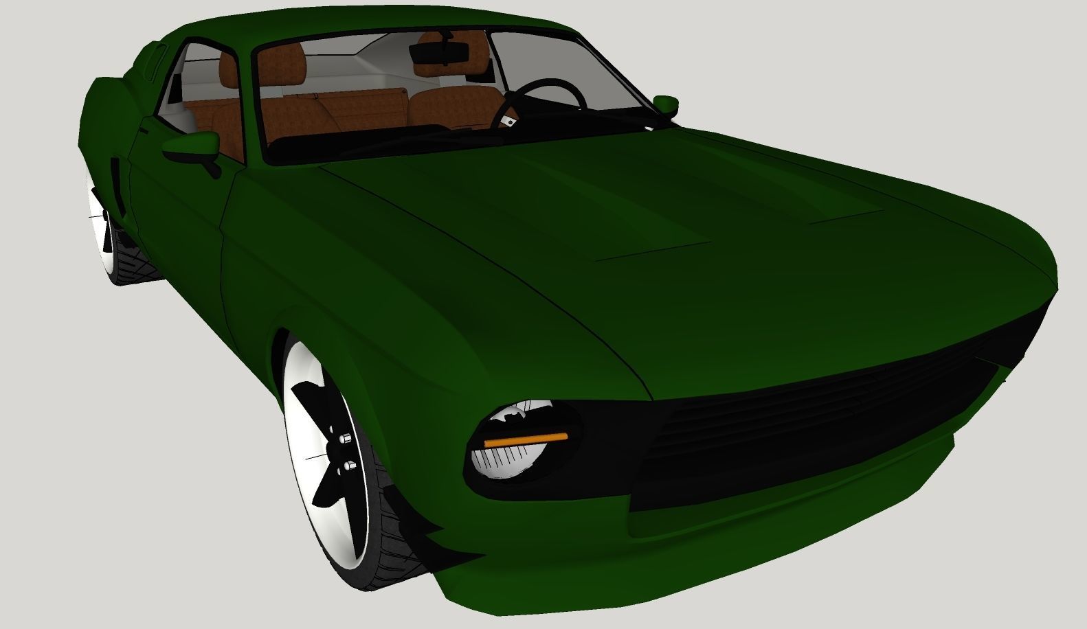 Mustang 1968 Custom Low Poly 3D model_8