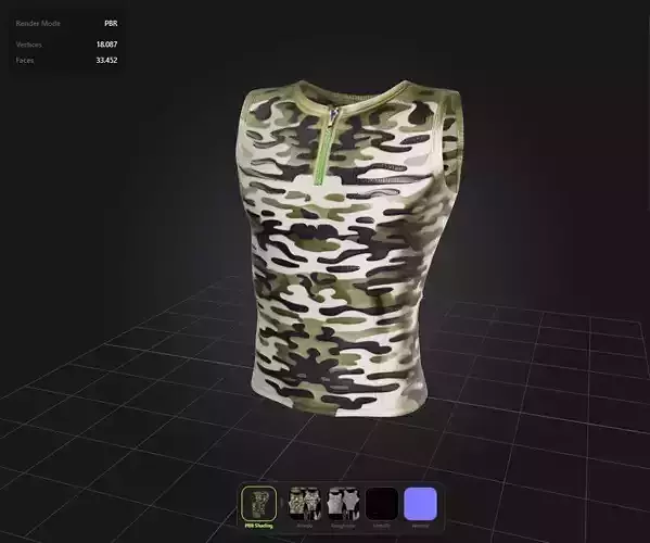 Male camo Military Top game ready UE5