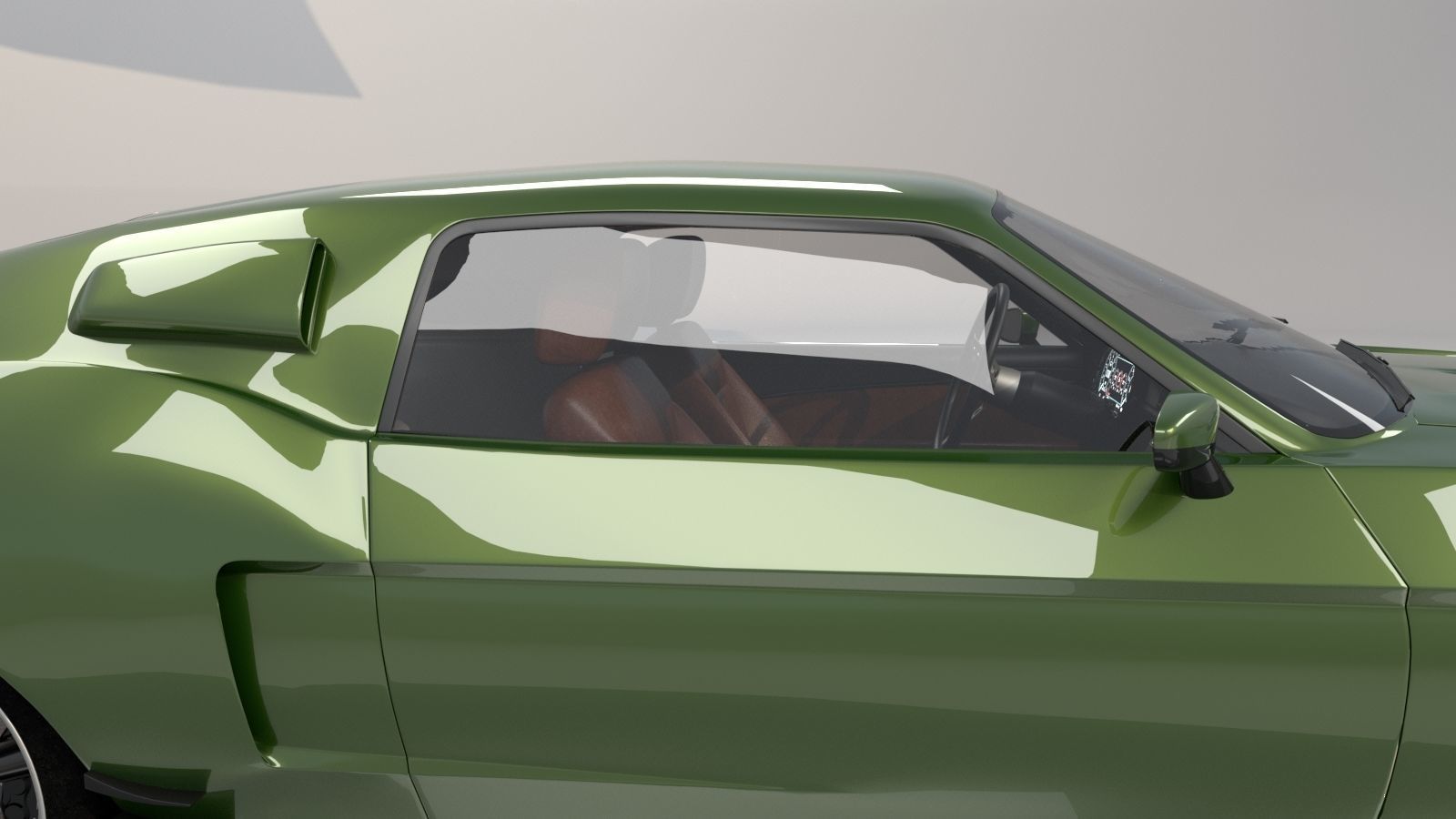 Mustang 1968 Custom High Poly and Low Poly 3D model_11