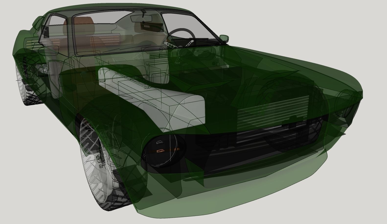 Mustang 1968 Custom High Poly and Low Poly 3D model_18