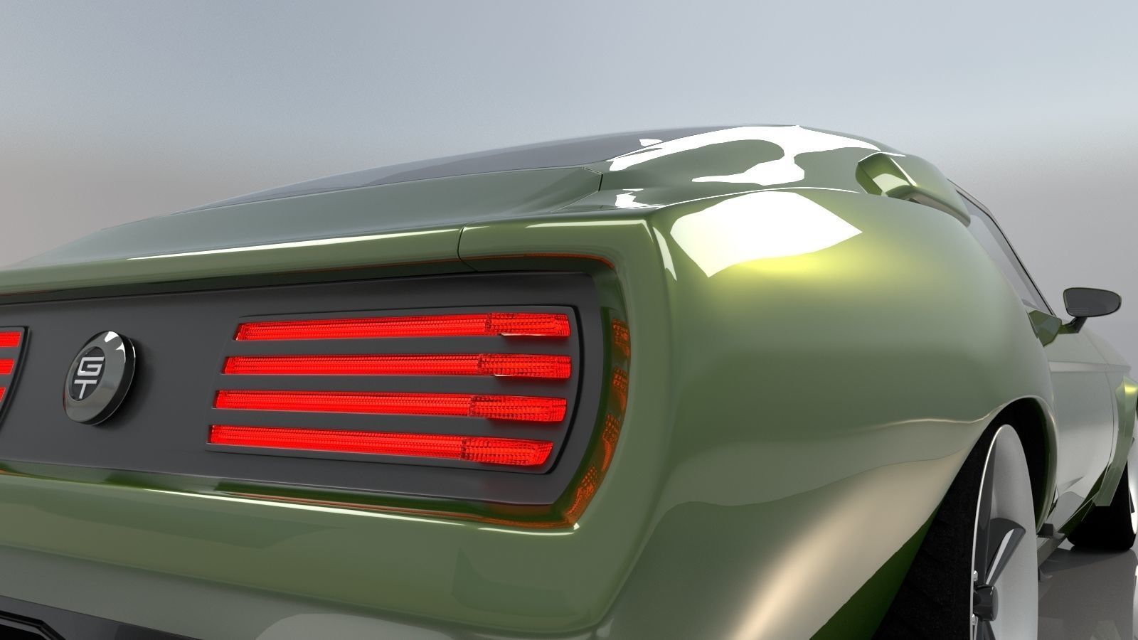 Mustang 1968 Custom High Poly and Low Poly 3D model_10