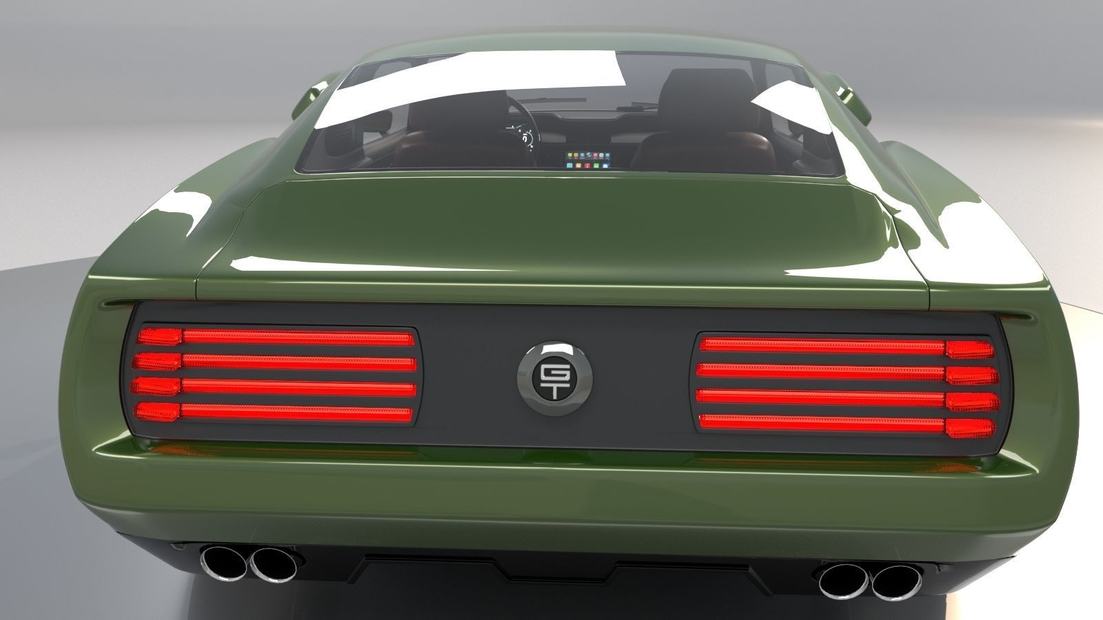 Mustang 1968 Custom High Poly and Low Poly 3D model_7