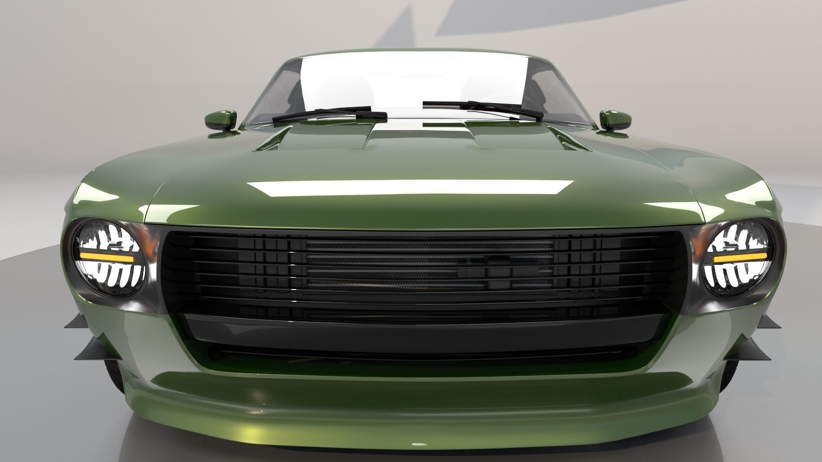 Mustang 1968 Custom High Poly and Low Poly 3D model_6