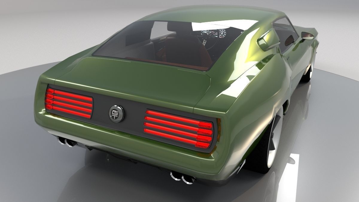 Mustang 1968 Custom High Poly and Low Poly 3D model_27