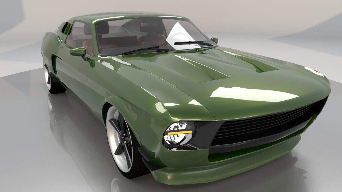 Mustang 1968 Custom High Poly and Low Poly 3D model_26