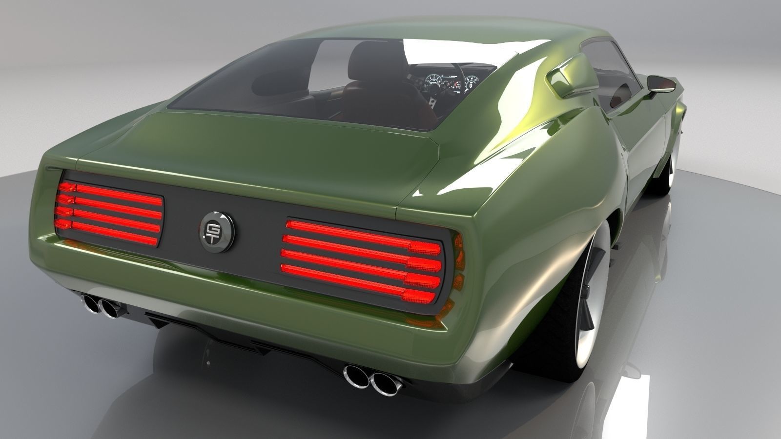 Mustang 1968 Custom High Poly and Low Poly 3D model_1