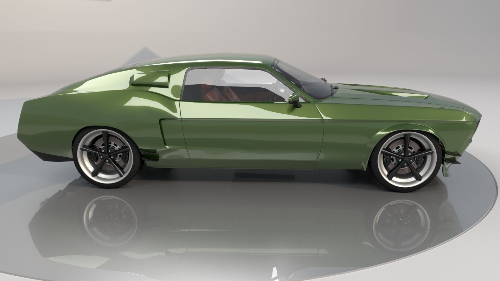 Mustang 1968 Custom High Poly and Low Poly 3D model_2