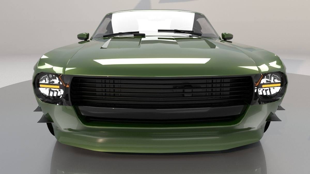 Mustang 1968 Custom High Poly and Low Poly 3D model_29