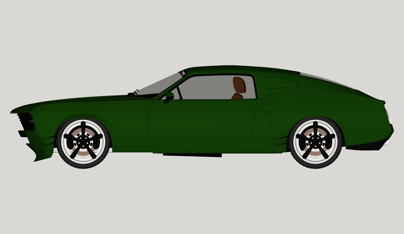 Mustang 1968 Custom High Poly and Low Poly 3D model_23