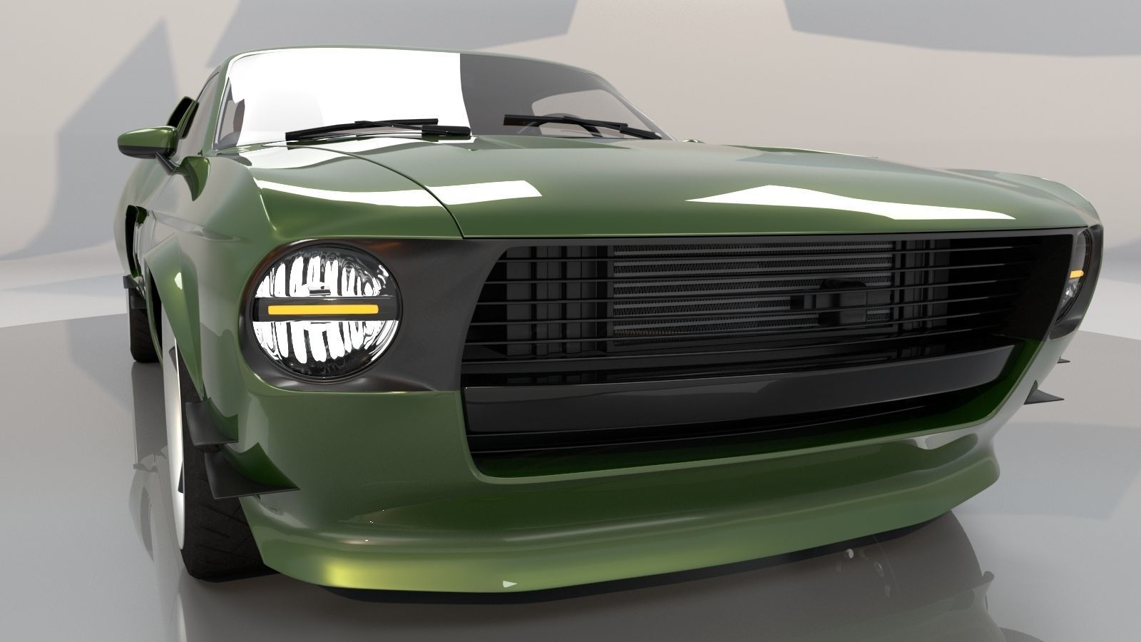 Mustang 1968 Custom High Poly and Low Poly 3D model_4