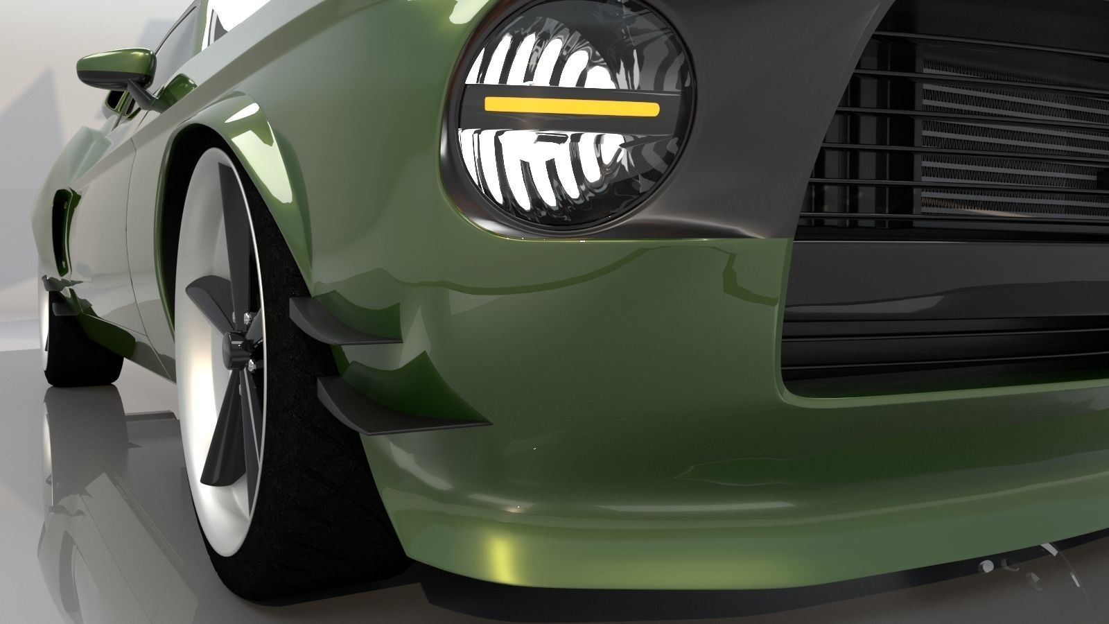 Mustang 1968 Custom High Poly and Low Poly 3D model_9