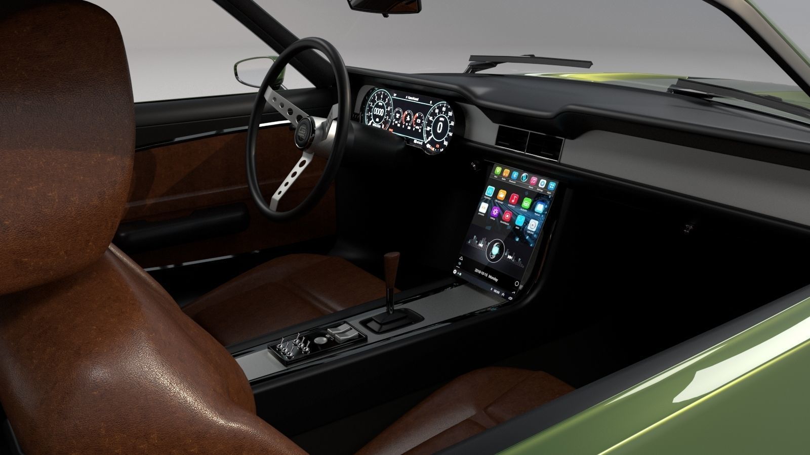 Mustang 1968 Custom High Poly and Low Poly 3D model_13