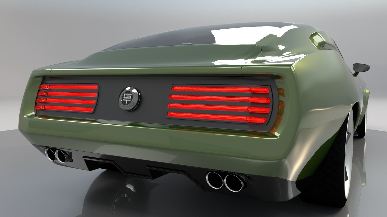Mustang 1968 Custom High Poly and Low Poly 3D model_5