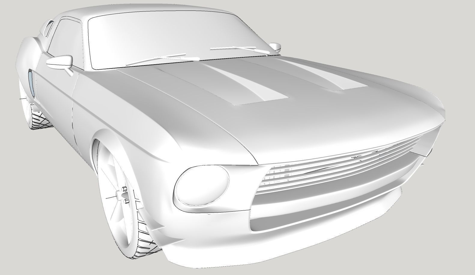 Mustang 1968 Custom High Poly and Low Poly 3D model_19