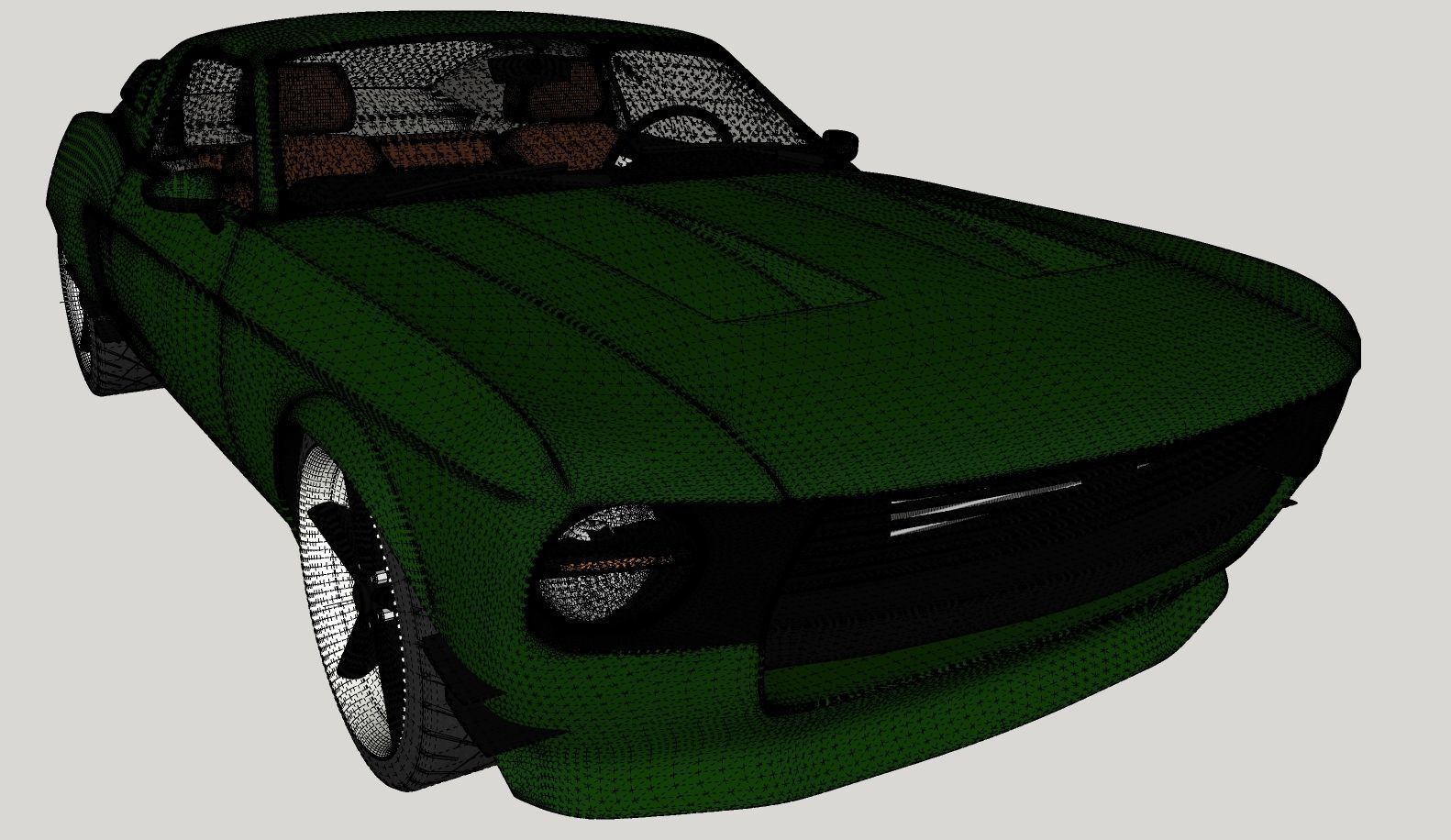 Mustang 1968 Custom High Poly and Low Poly 3D model_16