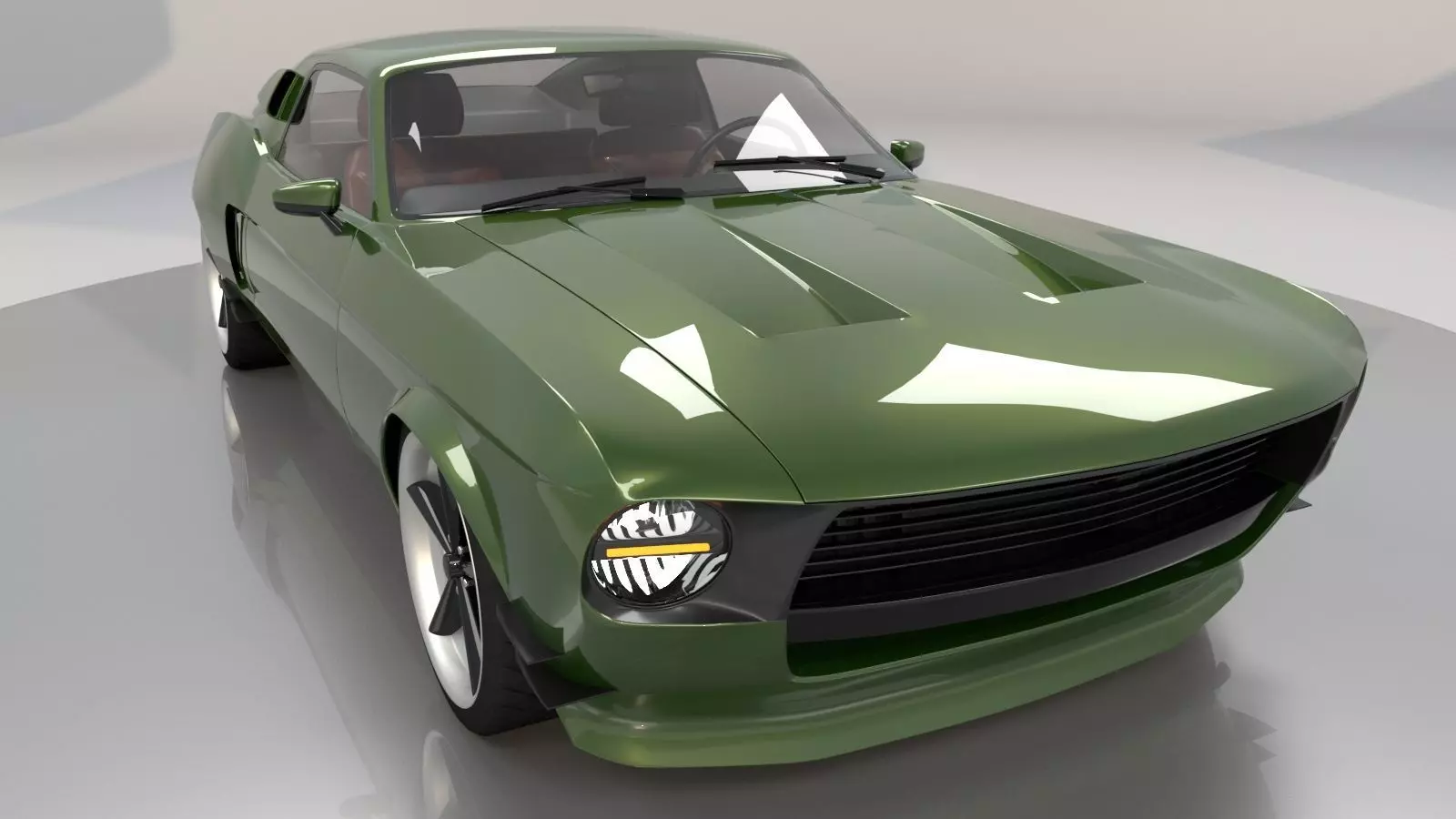 Mustang 1968 Custom High Poly and Low Poly 3D model_0