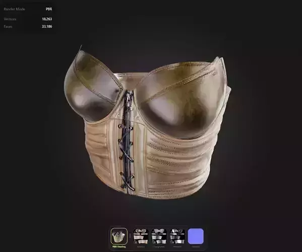 Green Leather Corset game ready UE5 PBR