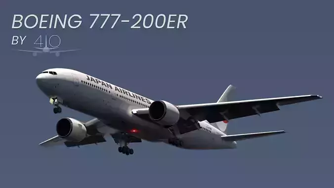 ANIMATED Boeing 777-200ER - Japan Airlines Livery 3D model