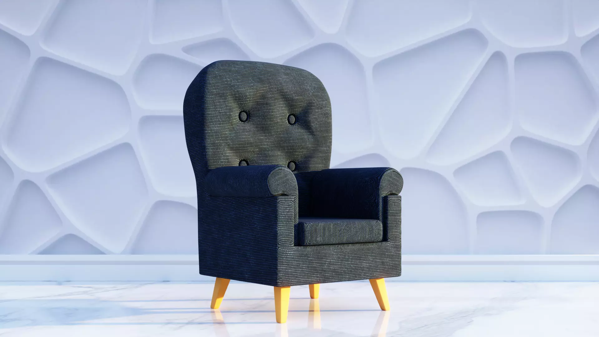 Realistic Buttoned Armchair - Modern Lounge Furniture 3D model