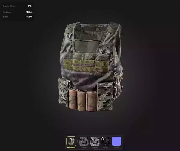 camo Military Vest game ready UE5 PBR 