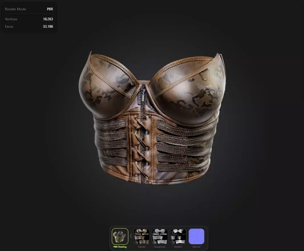 military Corset game ready UE5 PBR Low-poly 3D model