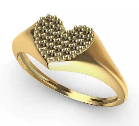 Anel Coracao Cravejado 3D print model_0