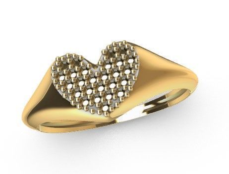 Anel Coracao Cravejado 3D print model_3