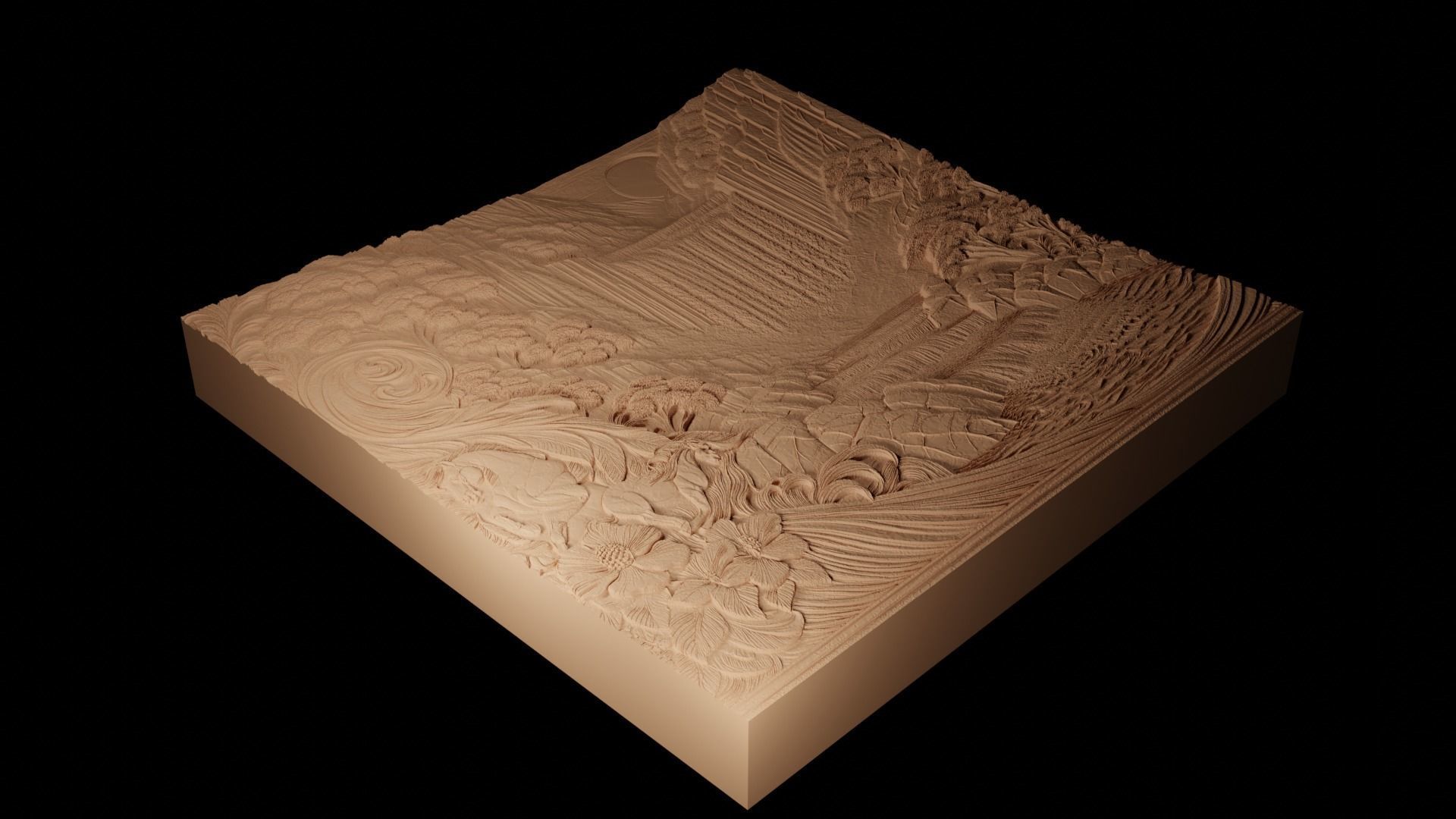 Waterfall CNC 3d Print High Relief Sand Casting 3D print model_2